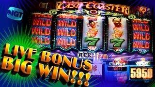 Cash Coaster Live Bonuses Big Win!!! - 1c IGT Video Slots