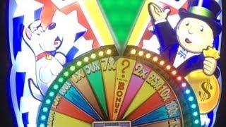 Super Monopoly Money Slot Machine Bonus And HUGE Wheel Spin!  Cool Nights Version ~ WMS