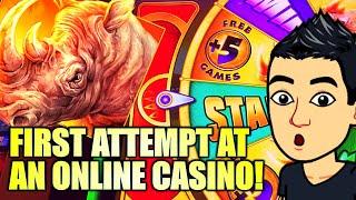 BIG WIN! MY FIRST ATTEMPT AT AN ONLINE CASINO!⋆ Slots ⋆ RAGING RHINO RAMPAGE & WILLY'S HOT CHILLIES 
