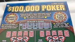 scratching off a $100,000 Poker Instant Lottery Ticket