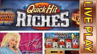 Vegas Triple Threat!  QUICK HIT RICHES - LIVE PLAY/BONUSES/PROGRESSIVES - Treasure Island Las Vegas
