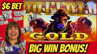 BIG WIN! BUFFALO GOLD BONUS ON DIME DENOMINATION!