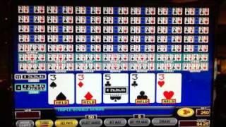 Four-of-a-kind 3s Dealt Triple Double Bonus Video Poker 50-Play - Draw for a Kicker