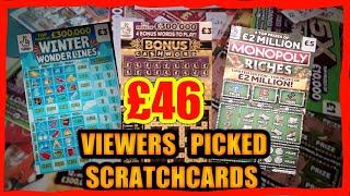 SCRATCHCARDS Viewers Picked Card Game"MONOPOLY".WONDERLINES".£100 LOADED".CAH DROP".CASHWORD"5X CASH
