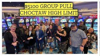 $75 MAX BET GROUP PULL AT CHOCTAW HIGH LIMIT ROOM WITH LIVE JACKPOT VGT MR MONEY BAG