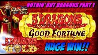 5 Dragons Slot Bonus BIG HUGE WINS!!!! Part 1