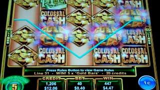 Colossal Cash Slot Machine Bonus + Retrigger - 15 Free Games with Expanding Reels - Nice Win