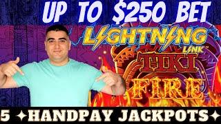 Up To $250 A Spin High Limit Lightning Link Slot Machine & 5 HANDPAY JACKPOTS | High Limit Slot Play