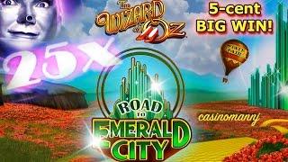 MAX BET! - Road to Emerald City Slot Machine - **5-cent** - BIG Slot WIN - Slot Machine Bonus