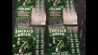 Scratching FOUR $5 Emerald Green 7s Instant Lottery Ticket
