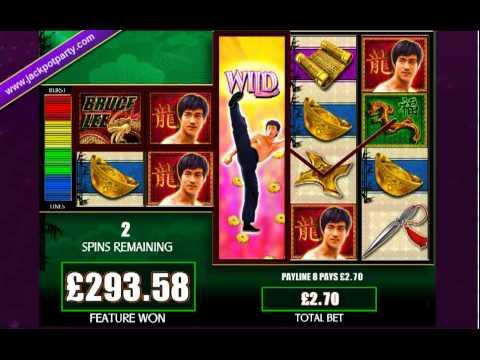 £343 SUPER BIG WIN (127 X Stake) on BRUCE LEE™ slot game at Jackpot Party®