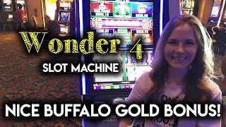 Wonder 4 Buffalo Gold Slot Machine! Nice BONUS Lots of ReTriggers!