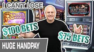 ⋆ Slots ⋆ $100 Golden Goddess Bets = JACKPOT ⋆ Slots ⋆ $75 Black Widow Bets = JACKPOT! I CAN’T LOSE
