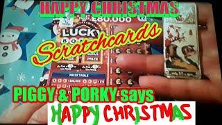 Scratchcards..LUCKY BONUS...POUNDLAND ..CARDS...PIGGY & PORKY WISH YOU ALL MERRY AND SAFE CHRISTMAS