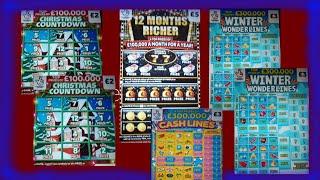 CRACKING SCRATCHCARD GAME" Christmas Countdown"12Mths Richer"Winter Wonderlines"5X Cash