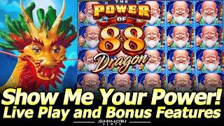 Show Me Your Power!?  The Power of 88 Dragon Slot Machine Live Play, Nice Line Hit and Bonus Feature