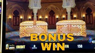 Lightning Link Sahara Gold Slot Machine Bonus Win !!! Live Play