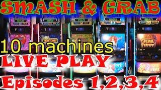 SMASH & GRAB Episodes 1,2,3,4 The way to Gamble Lightning Link 10 Machines rerun