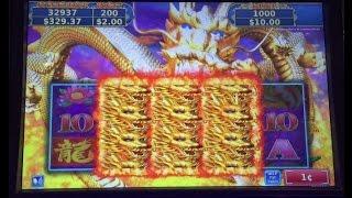 RISING FIRE DRAGON slot machine BONUS WIN!