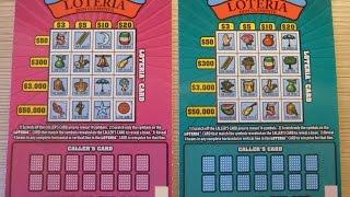 Scratching off two Lottery tickets - $3 Loteria