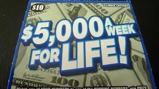 $5,000 a Week for Life - $10 Illinois Instant Scratch Off Lottery Ticket