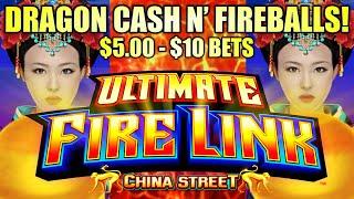 DRAGON CASH & FIREBALLS!! ⋆ Slots ⋆ $10 BET ULTIMATE FIRE LINK & DRAGON CASH Slot Machine Bonus (SG)