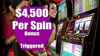 •$4,500 PerSpin Bonus Trigger Vegas Elite High Roller Video Slot Machine Jackpot Handpay Aristocrat 