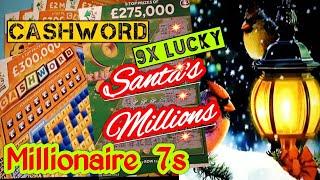 CASHWORD Scratchcard ..Santa's Millions and  Millionaire 7's and 9X Lucky