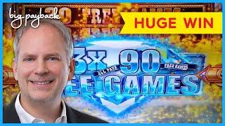 90 GAMES AT 3X!! Buffalo Diamond Slot - HUGE RETRIGGER WIN!