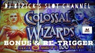 Colossal Wizards Slot Machine ~ FREE SPIN BONUS with RE-TRIGGER! • DJ BIZICK'S SLOT CHANNEL