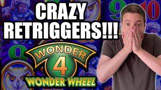 FAST AND CRAZY BONUS! Amazing Re-Triggers And Multipliers! Wonder 4 Timberwolf Slot Machine!