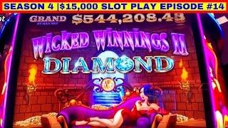•NEW ! WICKED WINNINGS II DIAMOND Slot Machine Max Bet Bonuses | Season 4 | Episode #14