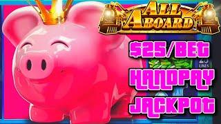 HIGH LIMIT All Aboard ⋆ Slots ⋆ Piggy Pennies HANDPAY JACKPOT $25 Bonus Rounds Slot Machine Casino