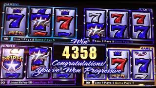 Triple Stars w/ PROGRESSIVE WIN •LIVE PLAY• Slot Machine in Las Vegas