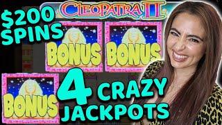 $200/SPINS LAND 4 CRAZY JACKPOTS on CLEOPATRA 2 Slot Machine in VEGAS!