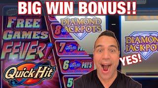 HIGH LIMIT QUICK HIT FEVER • | Diamond Jackpots BIG WIN BONUS!!! •| EEEEE!!
