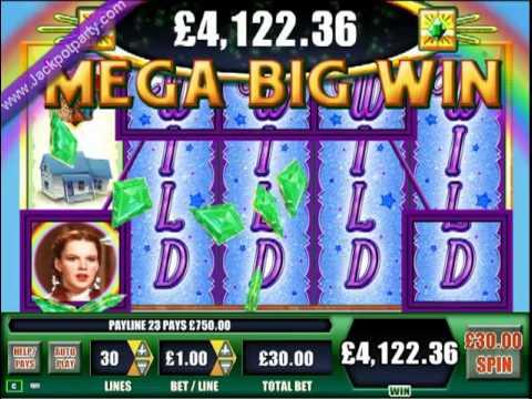 £9950 MEGA BIG WIN (331:1) on WIZARD OF OZ™ BIG WIN SLOTS AT JACKPOT PARTY®