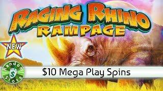 •️ New - Raging Rhino Rampage slot machine, $10 Mega Play Spins