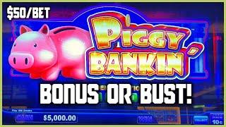 HIGH LIMIT Lock It Link Piggy Bankin' $50 Bonus Round Slot Machine Casino