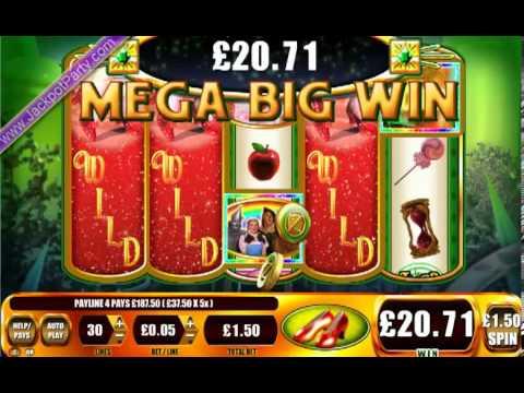 £1615.15 MEGA BIG WIN (1077 X STAKE) WOZ RUBY SLIPPERS™ BIG WIN SLOTS AT JACKPOT PARTY