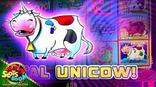 Mythical Unicow !!! 300+ Free Spins on Invaders Return From Planet Moolah WMS Slot