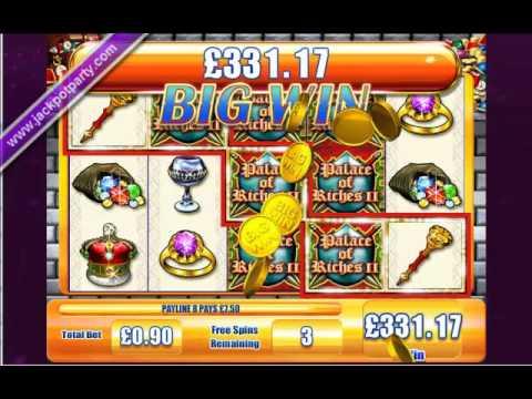 £355 MEGA BIG WIN (394:1) ON PALACE OF RICHES 2™ ONLINE SLOT AT JACKPOT PARTY™