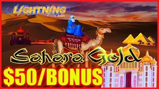 HIGH LIMIT Lighting Cash Link Sahara Gold (2) $50 Bonus Rounds Slot Machine Casino