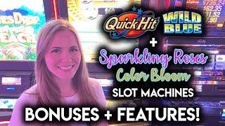 BONUSES + Features! NEW Sparkling Roses Color Bloom Slot Machine!