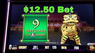 Lightning Link Slot Machine Bonuses $12.50 and $5  Bet !!!  FULL GAME