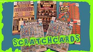 It's an...EXCITING Scratchcard Game"WINTER WONDERLINES"BONUS CASHWORD"12 Months RICHER"£100 LOADED