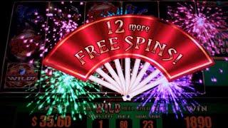 Emperor's Fortunes Slot Machine Bonus + Retriggers - 36 Free Games with Wild Reel - Nice Win