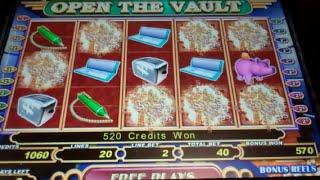 Open the Vault Slot Machine Bonus + Retriggers - 12 Free Games Win with Scatter Pays