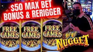 $50 Max Bet JACKPOT HANDPAY - ReTrigger On Wild Wild Nugget Slot ! $88 Bet Dancing Drums | EP-21