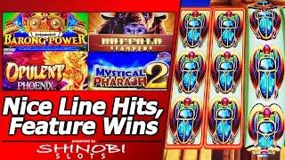 Nice Line Hits and Feature Wins in various Aristocrat and Konami Slots